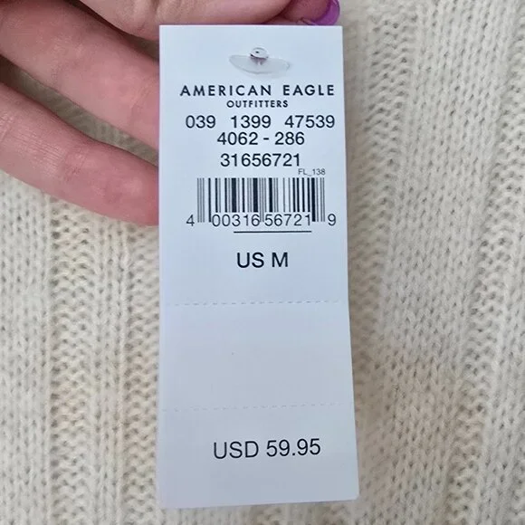 American Eagle Ribbed Knit Long Sleeve Sweater Dress - Beige - Picture 3 of 11